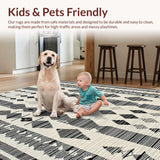Ultra Soft Area Rug, Non Slip, Stain Resistant, Washable Area Rugs for Living Room, Bedroom, Elegant Geometric Monochrome Design(Black)
