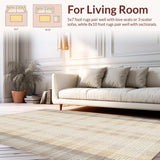 Ultra Soft Area Rug, Non Slip, Stain Resistant, Washable Area Rugs for Living Room, Bedroom, Rustic White Geometric Elements(Beige)