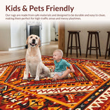 Ultra Soft Area Rug, Non Slip, Stain Resistant, Washable Area Rugs for Living Room, Bedroom, Charming Vintage Inspired Weave(Orange)