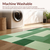 Ultra Soft Area Rug, Non Slip, Stain Resistant, Washable Area Rugs for Living Room, Bedroom, Abstract Low Pile Pet-Friendly Area Carpet(Green)