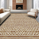 Ultra Soft Area Rug, Non Slip, Stain Resistant, Washable Area Rugs for Living Room, Bedroom, Warm Earth Tone Symmetrical Layout(Brown)