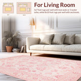 Ultra Soft Area Rug, Non Slip, Stain Resistant, Washable Area Rugs for Living Room, Bedroom, Vibrant Fluffy Oval Aesthetic(Pink)