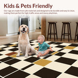 Ultra Soft Area Rug, Non Slip, Stain Resistant, Washable Area Rugs for Living Room, Bedroom, Sophisticated Neutral Plaid Motif(Brown)