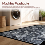 Ultra Soft Area Rug, Non Slip, Stain Resistant, Washable Area Rugs for Living Room, Bedroom, Contemporary Graphic Leaf Design(Gray)