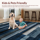 Ultra Soft Area Rug, Non Slip, Stain Resistant, Washable Area Rugs for Living Room, Bedroom, Washable Area Rug Abstract Stripe Ombre Style(Blue)