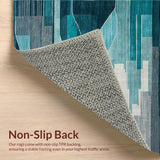 Ultra Soft Area Rug, Non Slip, Stain Resistant, Washable Area Rugs for Living Room, Bedroom, Elegant Abstract Teal Grey Composition(Blue)