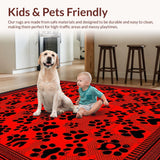 Ultra Soft Area Rug, Non Slip, Stain Resistant, Washable Area Rugs for Living Room, Bedroom, Contemporary Elegant Fluffy Pattern(Red)