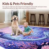 Ultra Soft Area Rug, Non Slip, Stain Resistant, Washable Area Rugs for Living Room, Bedroom, Mermaid Theme Girls Bedroom Pastel Area Rug(Purple)