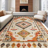 Ultra Soft Area Rug, Non Slip, Stain Resistant, Washable Area Rugs for Living Room, Bedroom, Rustic Earthy Tribal Design(Beige)
