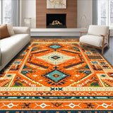 Ultra Soft Area Rug, Non Slip, Stain Resistant, Washable Area Rugs for Living Room, Bedroom, Lively Multi-Tonal Medallion Style(Orange)