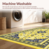 Ultra Soft Area Rug, Non Slip, Stain Resistant, Washable Area Rugs for Living Room, Bedroom, Bright Contemporary Mosaic Influence(Yellow)