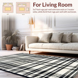 Ultra Soft Area Rug, Non Slip, Stain Resistant, Washable Area Rugs for Living Room, Bedroom, Indoor Outdoor Rug Black White Striped Braided Washable Area Rug(Black)