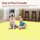 Ultra Soft Area Rug, Non Slip, Stain Resistant, Washable Area Rugs for Living Room, Bedroom, Rustic Ogee Style Craftsmanship(Yellow)