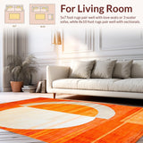 Ultra Soft Area Rug, Non Slip, Stain Resistant, Washable Area Rugs for Living Room, Bedroom, Abstract Earthy Tones Geometry(Orange)