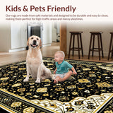 Ultra Soft Area Rug, Non Slip, Stain Resistant, Washable Area Rugs for Living Room, Bedroom, Rustic Taffeta Abstract Harmony(Black)