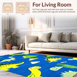 Lively Dino Print Decor(Blue)