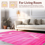Ultra Soft Area Rug, Non Slip, Stain Resistant, Washable Area Rugs for Living Room, Bedroom, Vibrant Soft Curved Patterns(Pink)