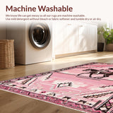 Ultra Soft Area Rug, Non Slip, Stain Resistant, Washable Area Rugs for Living Room, Bedroom, Whimsical Cowgirl Shag Pattern(Pink)