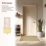 Ultra Soft Area Rug, Non Slip, Stain Resistant, Washable Area Rugs for Living Room, Bedroom, Transitional Earthy Floral Motif(White)