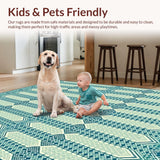 Ultra Soft Area Rug, Non Slip, Stain Resistant, Washable Area Rugs for Living Room, Bedroom, Vibrant Peacock Blue Motif(Blue)