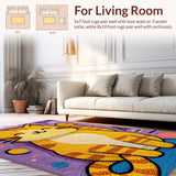 Ultra Soft Area Rug, Non Slip, Stain Resistant, Washable Area Rugs for Living Room, Bedroom, Cute Animal Porch Rug for Cat Lovers, Easy to Clean(Orange)