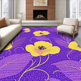 Ultra Soft Area Rug, Non Slip, Stain Resistant, Washable Area Rugs for Living Room, Bedroom, Charming Purple Floral Accent(Purple)