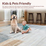 Ultra Soft Area Rug, Non Slip, Stain Resistant, Washable Area Rugs for Living Room, Bedroom, Distressed Abstract Textured Neutral Tones(Gray)