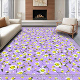 Ultra Soft Area Rug, Non Slip, Stain Resistant, Washable Area Rugs for Living Room, Bedroom, Sunny Whimsical Flower Burst(Purple)