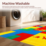 Ultra Soft Area Rug, Non Slip, Stain Resistant, Washable Area Rugs for Living Room, Bedroom, Vibrant Animal Alphabet Aesthetic(Red)