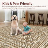 Ultra Soft Area Rug, Non Slip, Stain Resistant, Washable Area Rugs for Living Room, Bedroom, Cozy Abstract Organic Shapes(Brown)