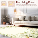 Ultra Soft Area Rug, Non Slip, Stain Resistant, Washable Area Rugs for Living Room, Bedroom, Botanical Bliss Floral Fusion(Ivory)
