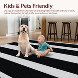 Ultra Soft Area Rug, Non Slip, Stain Resistant, Washable Area Rugs for Living Room, Bedroom, Classic Black and White Trellis(Black)