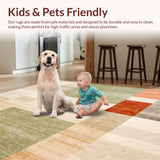 Ultra Soft Area Rug, Non Slip, Stain Resistant, Washable Area Rugs for Living Room, Bedroom, Abstract Color Block Area Featuring Earthy Tones and Dynamic Burst(Beige)