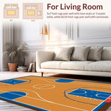 Ultra Soft Area Rug, Non Slip, Stain Resistant, Washable Area Rugs for Living Room, Bedroom, Energetic Modern Athletic Theme(Brown)