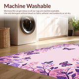Ultra Soft Area Rug, Non Slip, Stain Resistant, Washable Area Rugs for Living Room, Bedroom, Vibrant Floral Nature Inspiration(Pink)
