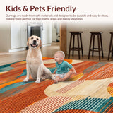 Ultra Soft Area Rug, Non Slip, Stain Resistant, Washable Area Rugs for Living Room, Bedroom, Stylish Contemporary Ink Wash Art(Orange)