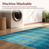 Ultra Soft Area Rug, Non Slip, Stain Resistant, Washable Area Rugs for Living Room, Bedroom, Coastal Dreamscape Rug with Geometric Turtle and Modern Ocean Wave Design(Blue)