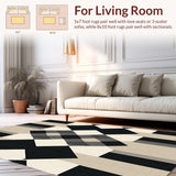 Ultra Soft Area Rug, Non Slip, Stain Resistant, Washable Area Rugs for Living Room, Bedroom, Refined Modern Lattice Design(Beige)