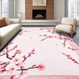 Ultra Soft Area Rug, Non Slip, Stain Resistant, Washable Area Rugs for Living Room, Bedroom, Soft Pastel Japanese Spring Design(Pink)