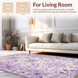 Ultra Soft Area Rug, Non Slip, Stain Resistant, Washable Area Rugs for Living Room, Bedroom, Rustic Cozy Lilac Petal Arrangement(Purple)