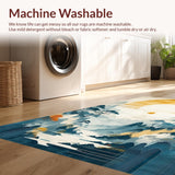 Ultra Soft Area Rug, Non Slip, Stain Resistant, Washable Area Rugs for Living Room, Bedroom, Tranquil Creamy Organic Lines(Yellow)