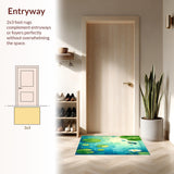 Ultra Soft Area Rug, Non Slip, Stain Resistant, Washable Area Rugs for Living Room, Bedroom, Whimsical Frog Pond Rug with Playful Lily Pads and Water Ripple Design(Blue)