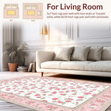 Ultra Soft Area Rug, Non Slip, Stain Resistant, Washable Area Rugs for Living Room, Bedroom, Elegant Soft Petal Motifs(Pink)