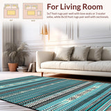 Ultra Soft Area Rug, Non Slip, Stain Resistant, Washable Area Rugs for Living Room, Bedroom, Sophisticated Black and White Design(Blue)