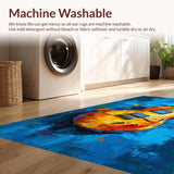 Ultra Soft Area Rug, Non Slip, Stain Resistant, Washable Area Rugs for Living Room, Bedroom, Rustic Circle Instrument Illustration(Yellow)