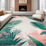 Ultra Soft Area Rug, Non Slip, Stain Resistant, Washable Area Rugs for Living Room, Bedroom, Vibrant Geometric Jungle Aesthetic(Pink)