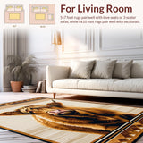 Ultra Soft Area Rug, Non Slip, Stain Resistant, Washable Area Rugs for Living Room, Bedroom, Distinctive Fluffy Highland Design(Brown)