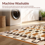Ultra Soft Area Rug, Non Slip, Stain Resistant, Washable Area Rugs for Living Room, Bedroom, Haven Area Brown & Beige Geometric Patio Waterproof Style(Beige)