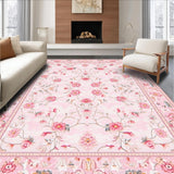 Ultra Soft Area Rug, Non Slip, Stain Resistant, Washable Area Rugs for Living Room, Bedroom, Enchanting Circular Petal Pattern(Pink)