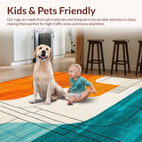 Ultra Soft Area Rug, Non Slip, Stain Resistant, Washable Area Rugs for Living Room, Bedroom, Retro Colorful Geometric Arrangement(Orange)